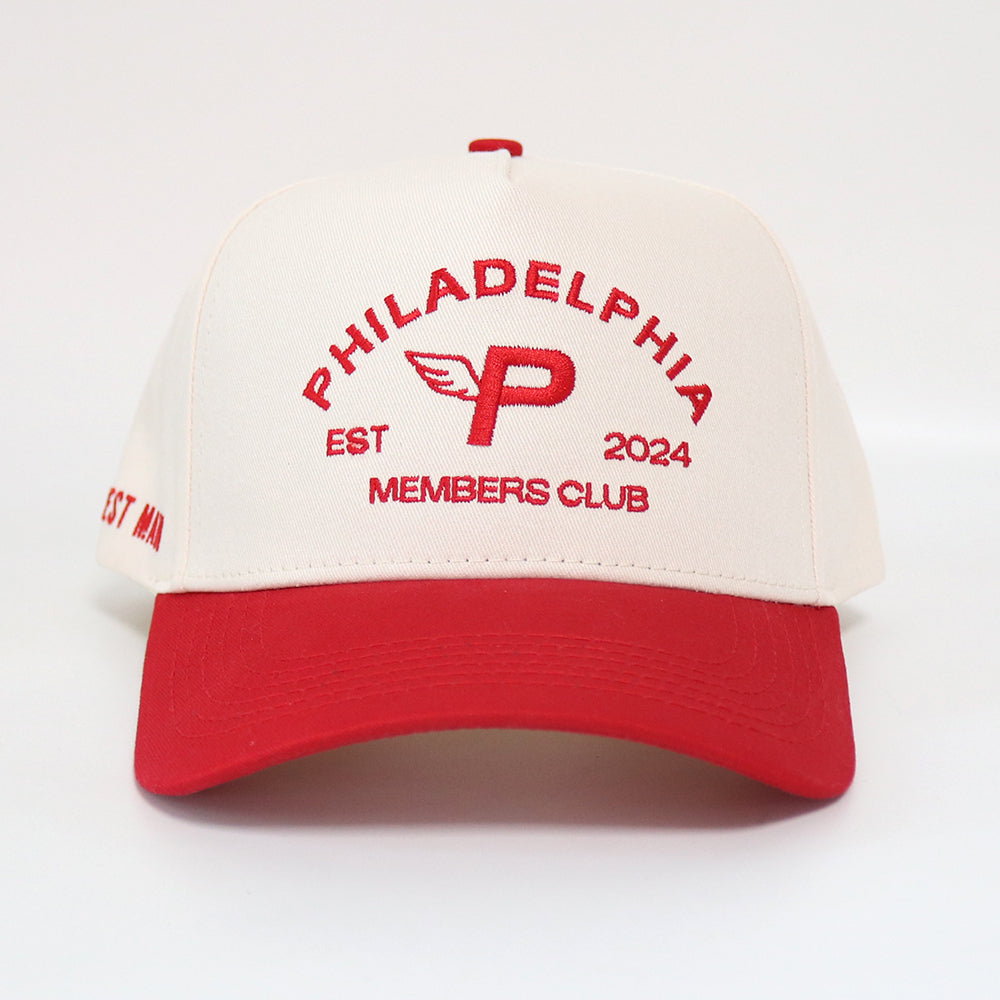 Philadelphia Members Club Hat | Creme & Red