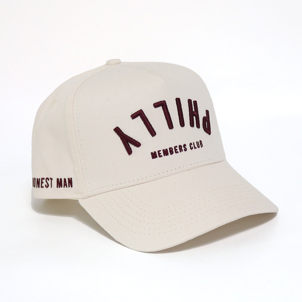 Upside Down Philly Hat | Creme & Maroon