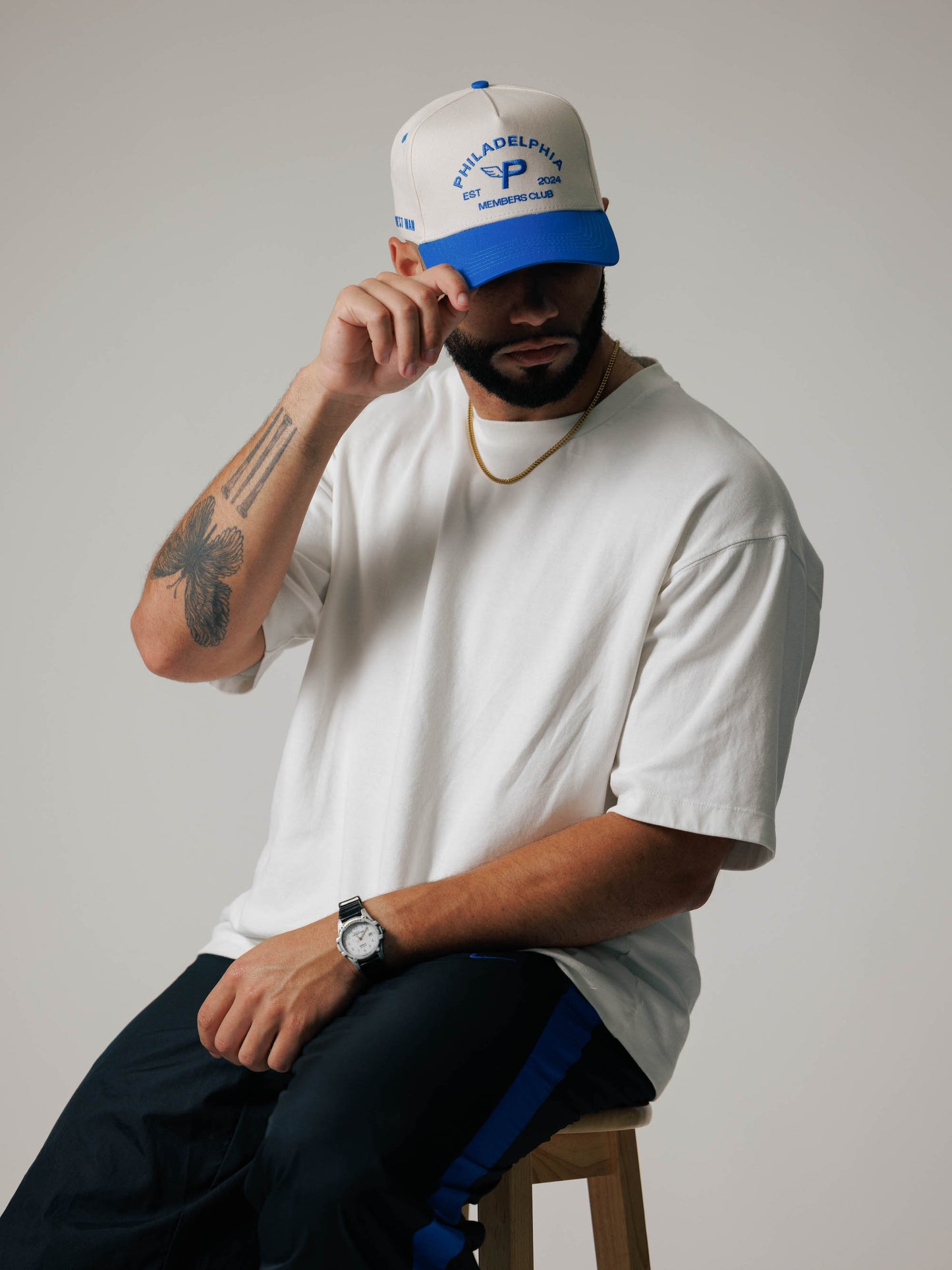Philadelphia Members Club Hat | Creme & Blue