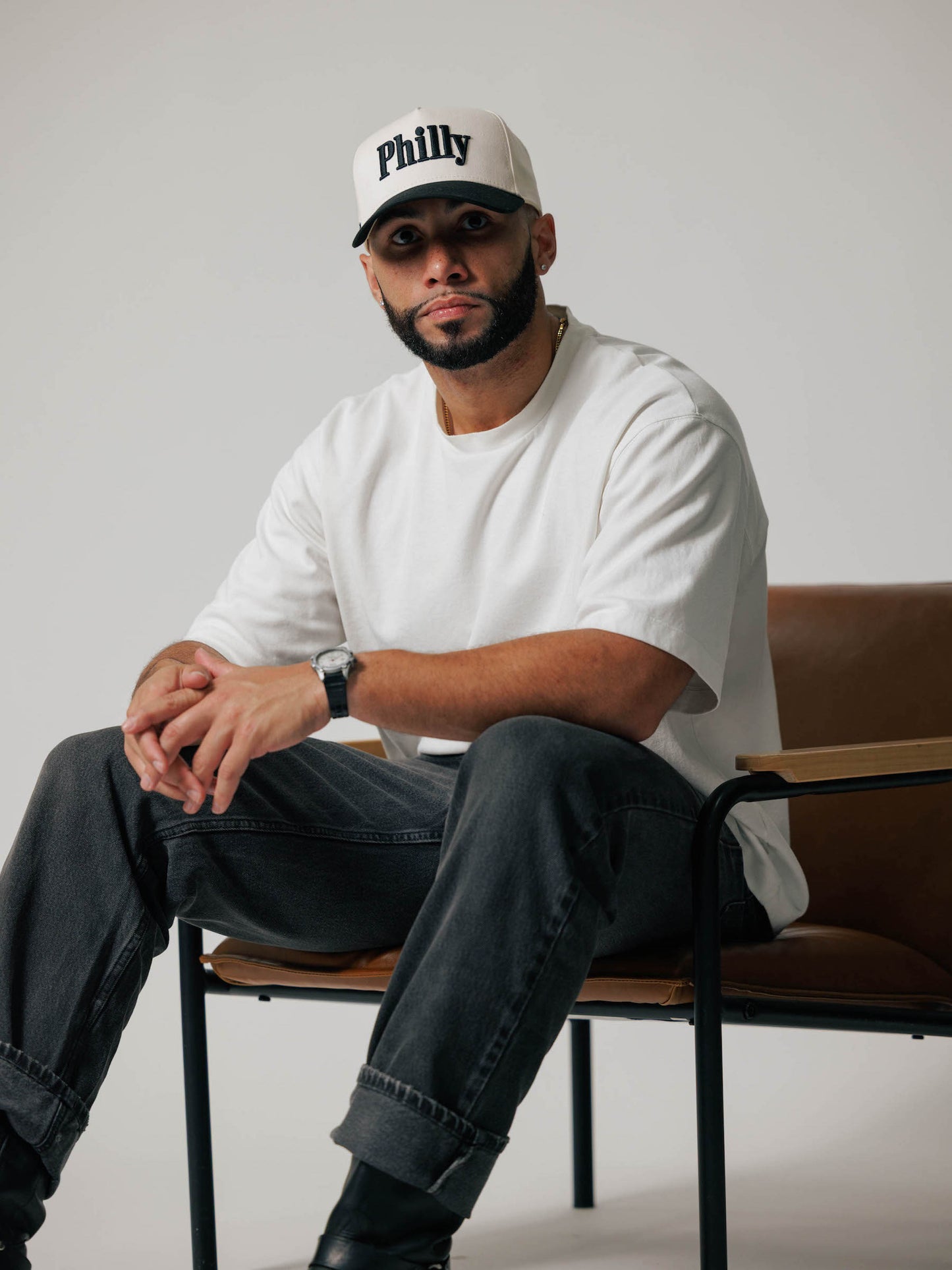 Philly Hat | Creme & Black
