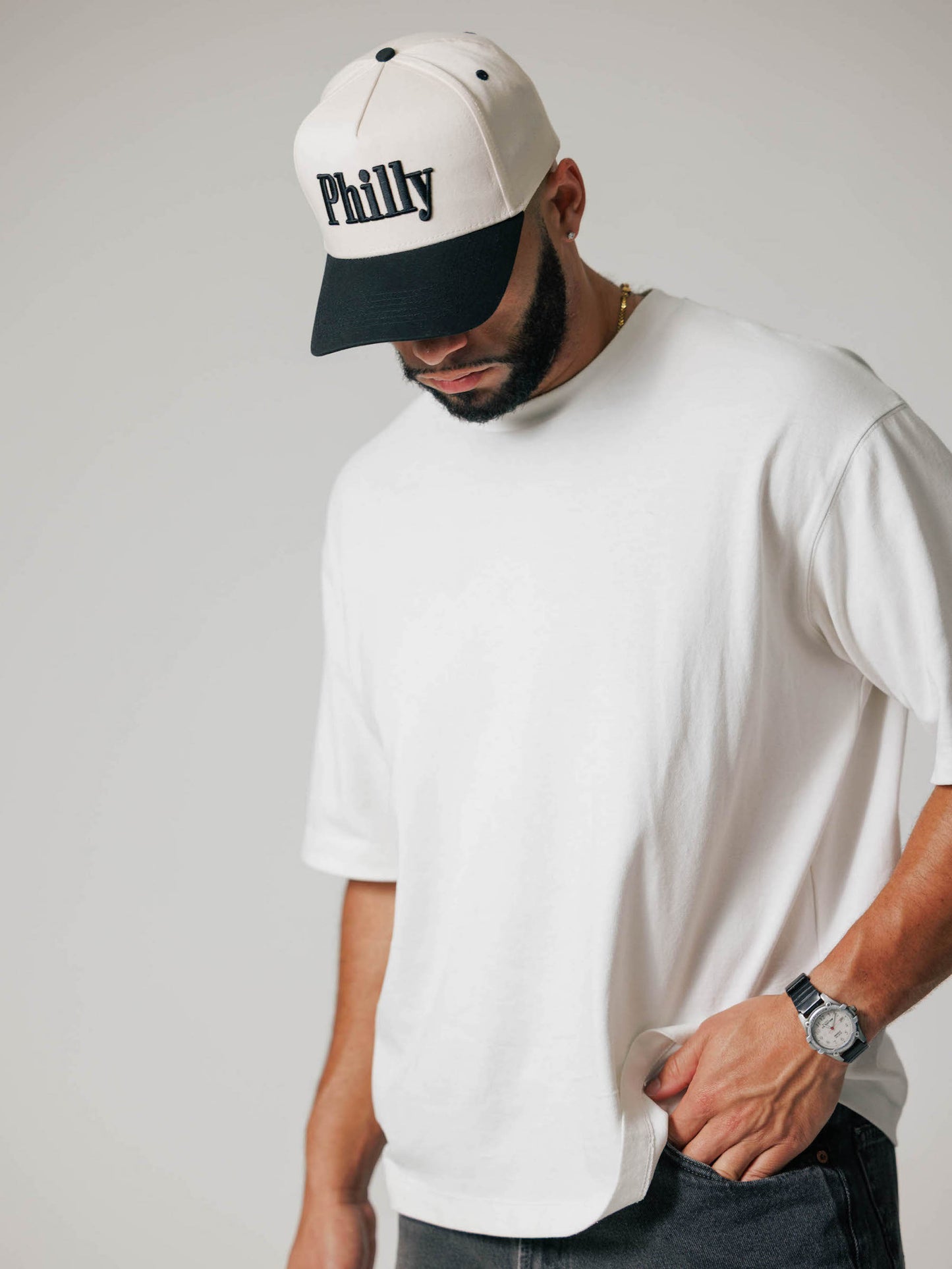 Philly Hat | Creme & Black
