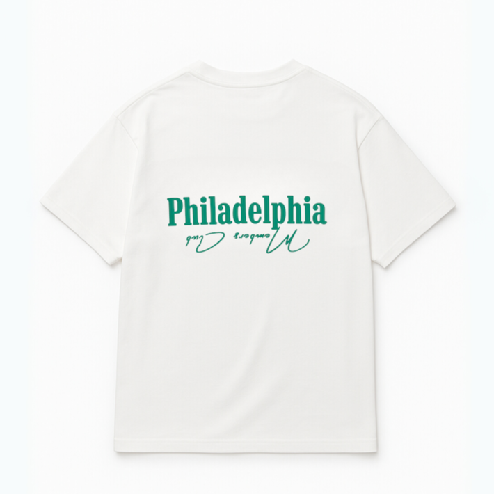 Philadelphia Members Club T-Shirt | White & Kelly Green