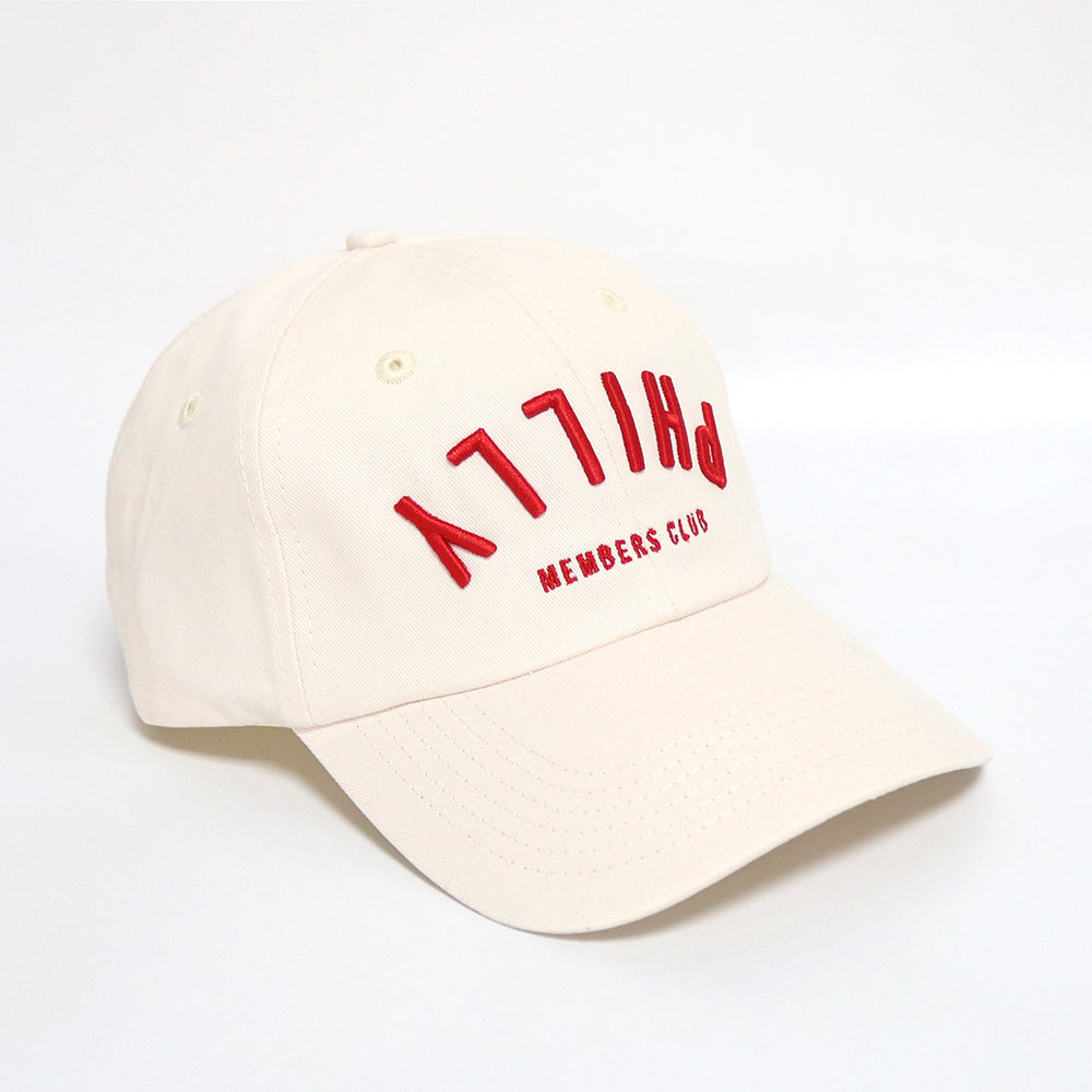 Dad Hat- Upside Down Philly | Creme & Red