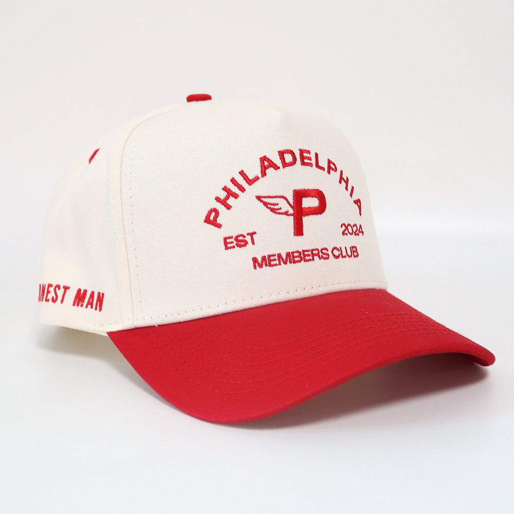 Philadelphia Members Club Hat | Creme & Red