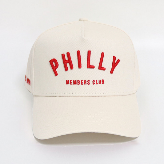 "Philly" Hat | Creme & Red