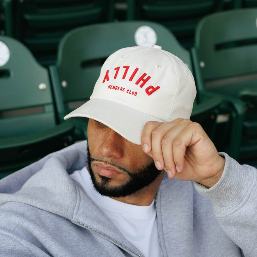 Dad Hat- Upside Down Philly | Creme & Red