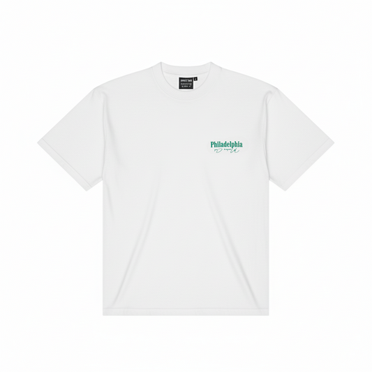 Philadelphia Members Club T-Shirt | White & Kelly Green