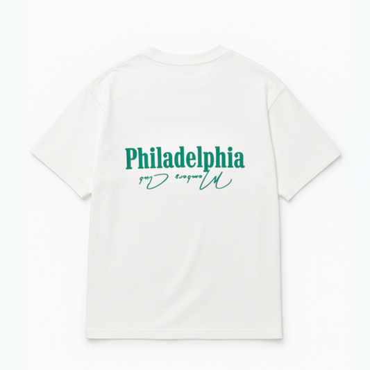 Philadelphia Members Club T-Shirt | White & Kelly Green